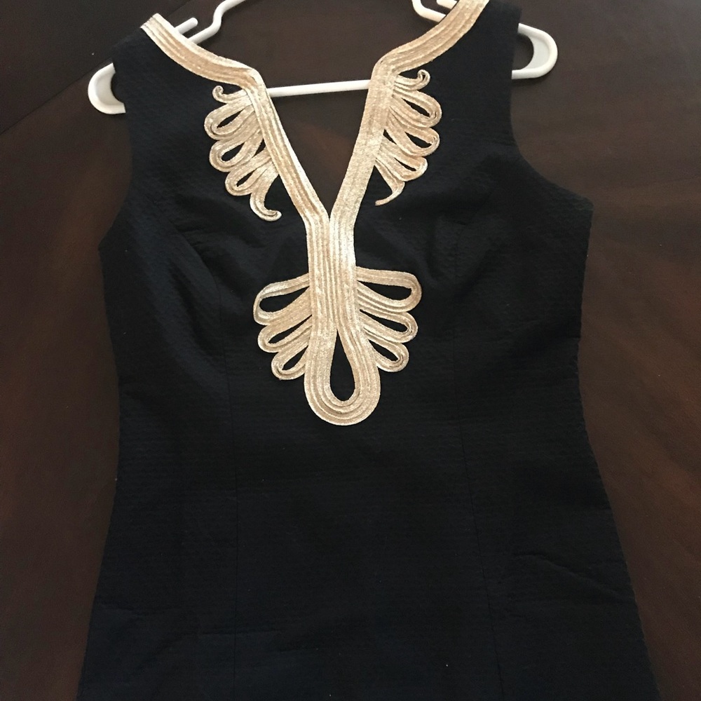 Lilly Pulitzer black and gold Janice shift dress